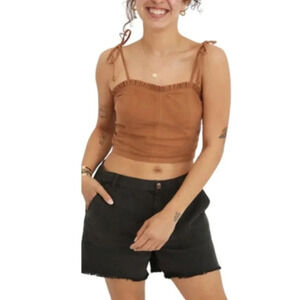 Aerie Womens  XL Utility Shorts Pockets Fray Hem In Smocked Grey